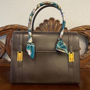 Hermès Vintage Box Leather Drag Bag 27 Carry Handbag Tote H